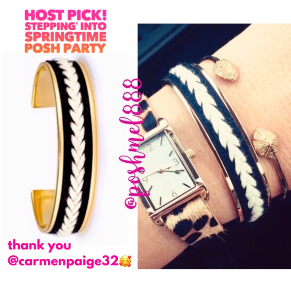 Stella & Dot | Dainty Gold Bracelet Hand-woven Black+White Illuminate Go… - Picture 7 of 10